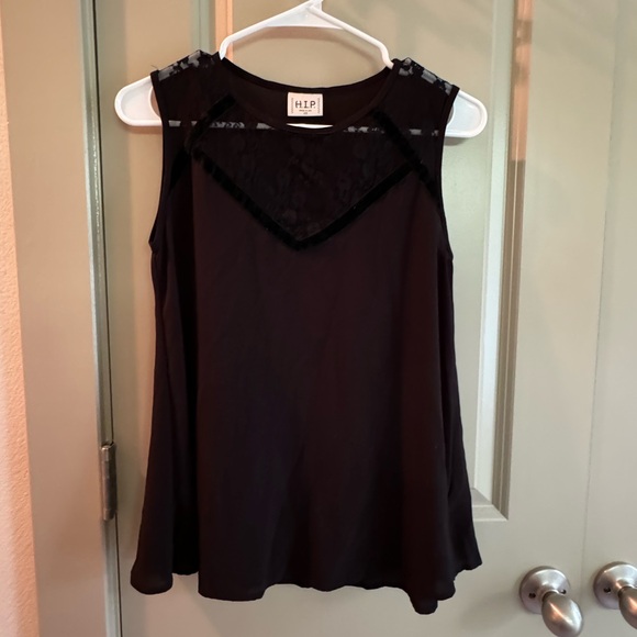 HIP black floral lace front summer tank top - Picture 1 of 3